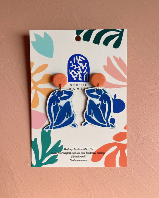 Acrylic Blue Nudes Earring