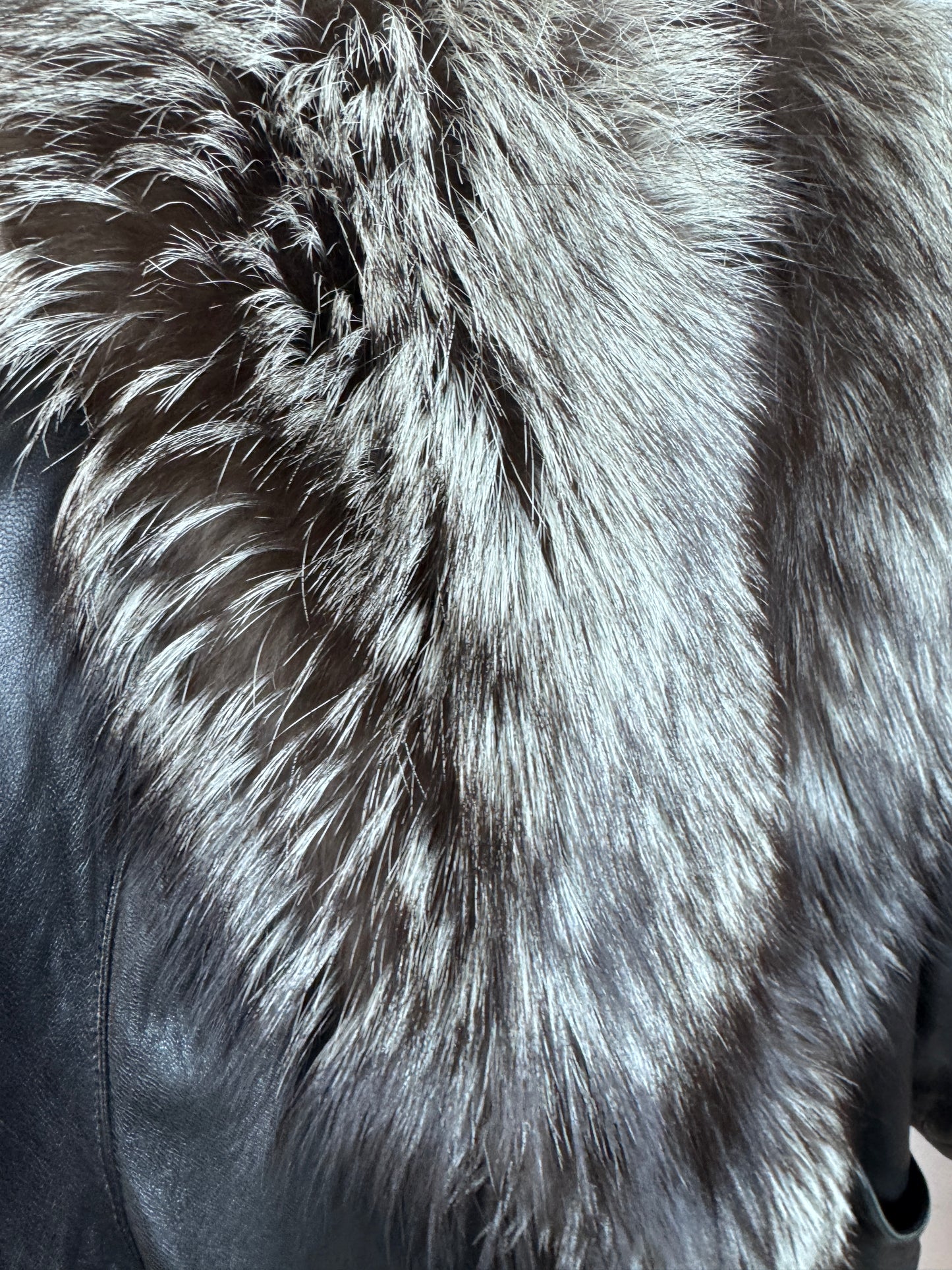 Vtg 70s Marvin Richards Leather and Fox Fur Coat