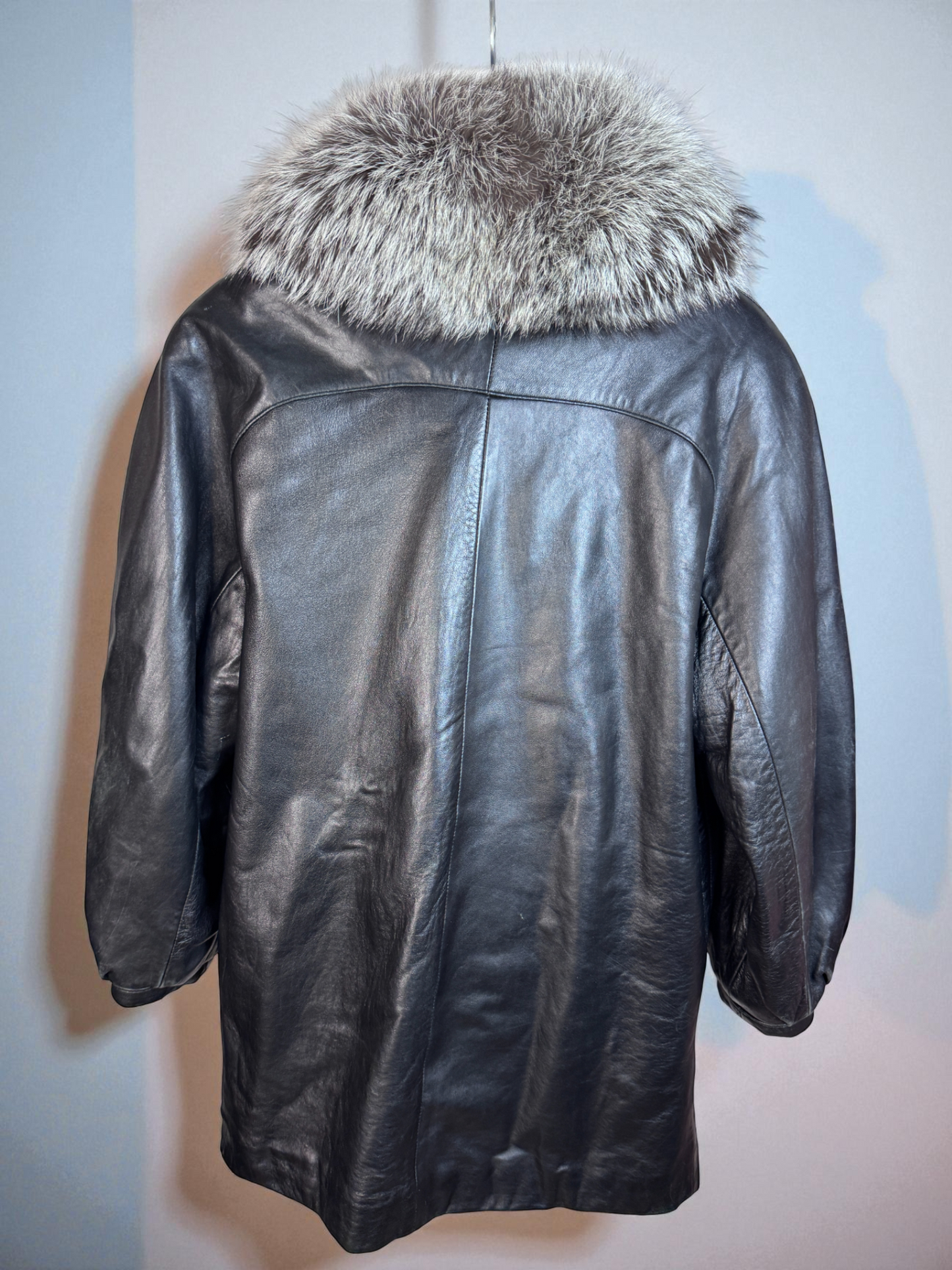 Vtg 70s Marvin Richards Leather and Fox Fur Coat