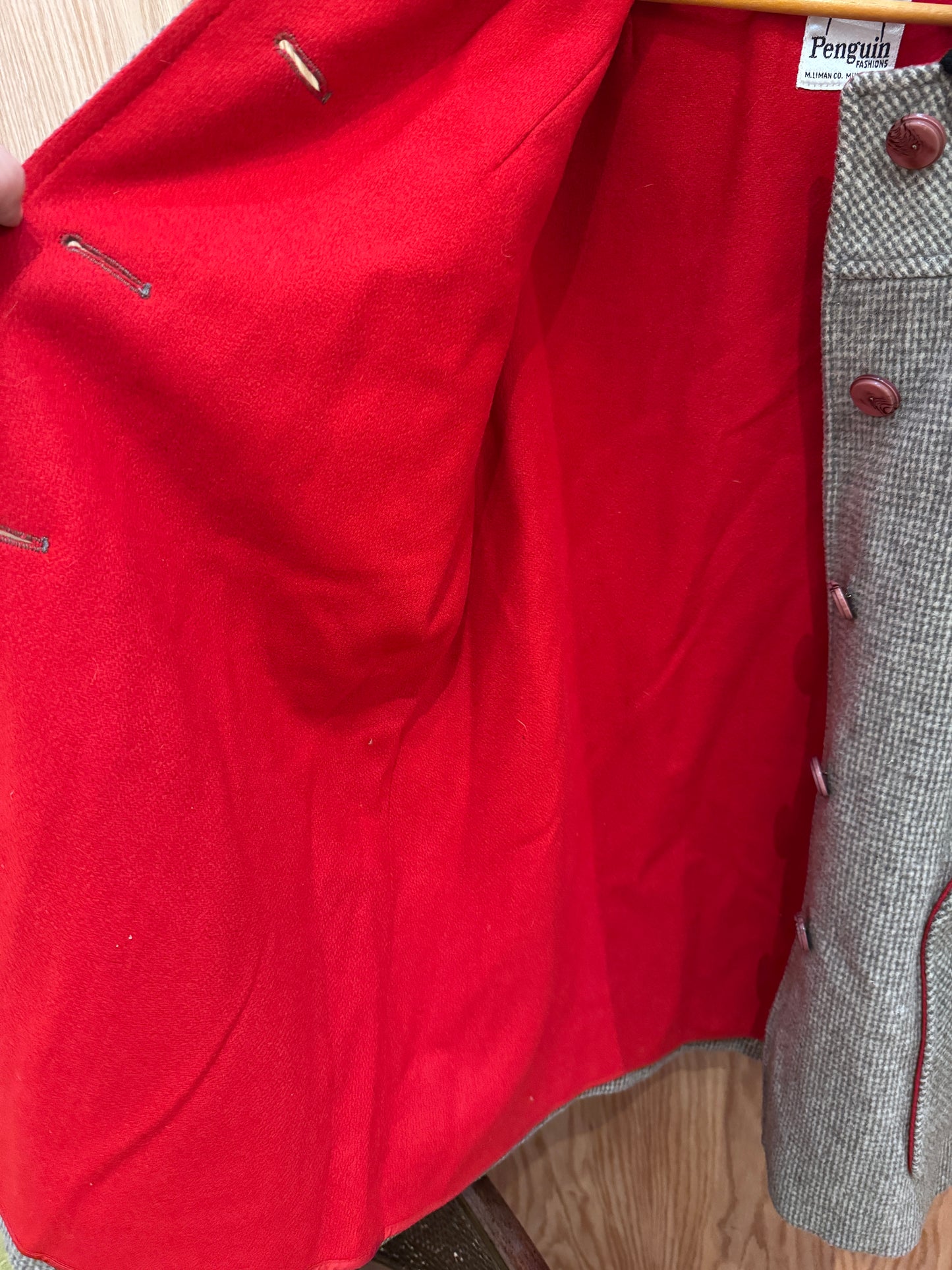 Vtg 1970s Penguin Wool Coat