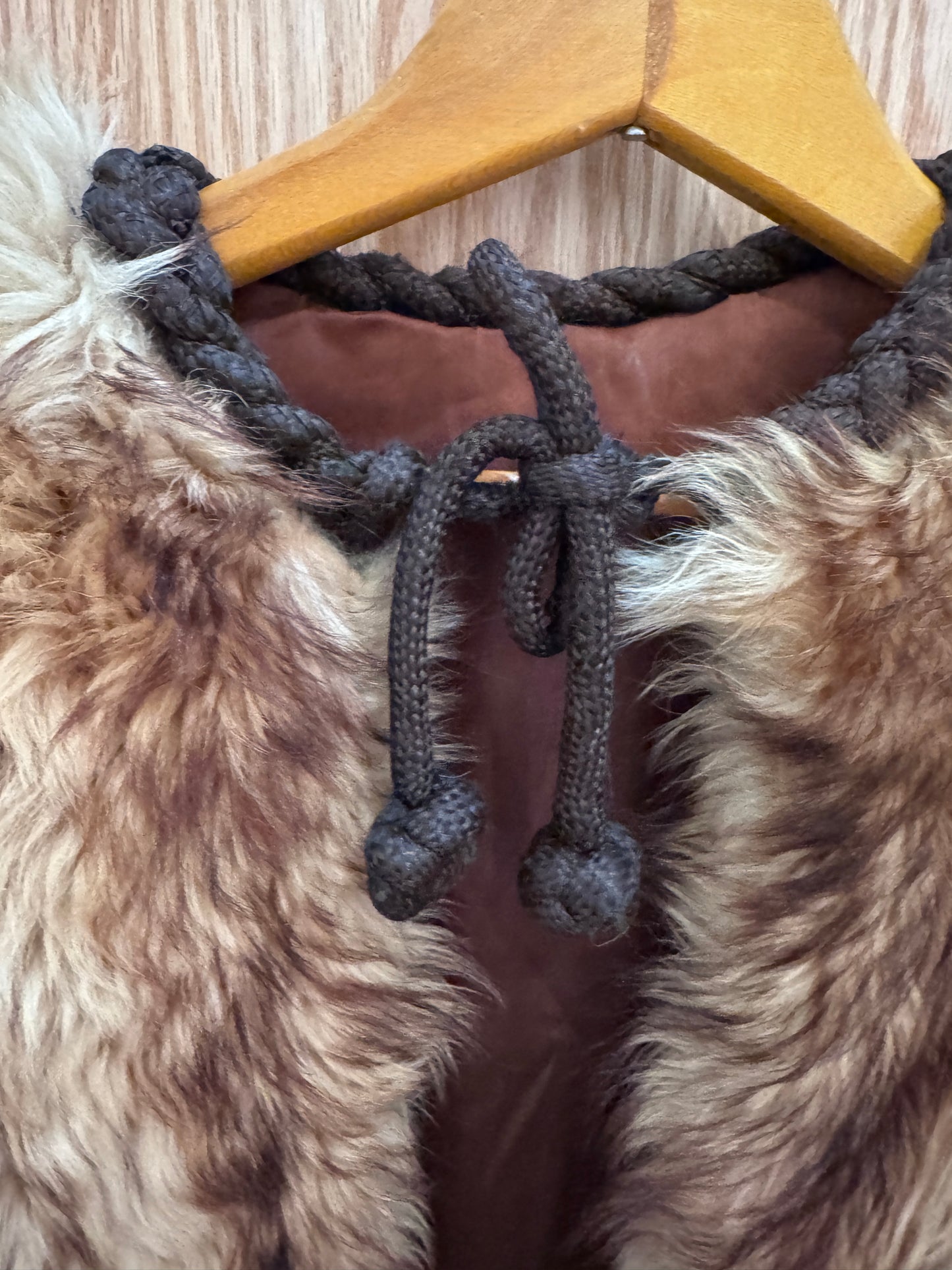 Vtg Long Fur Coat 1960s Tie Front Raccoon Fur Coat Striped Gorgeous S/M