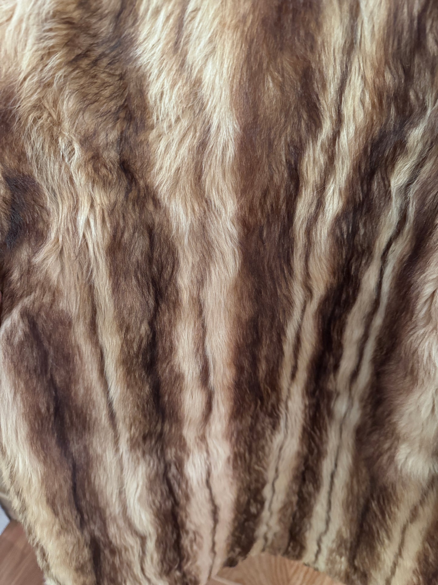 Vtg Long Fur Coat 1960s Tie Front Raccoon Fur Coat Striped Gorgeous S/M