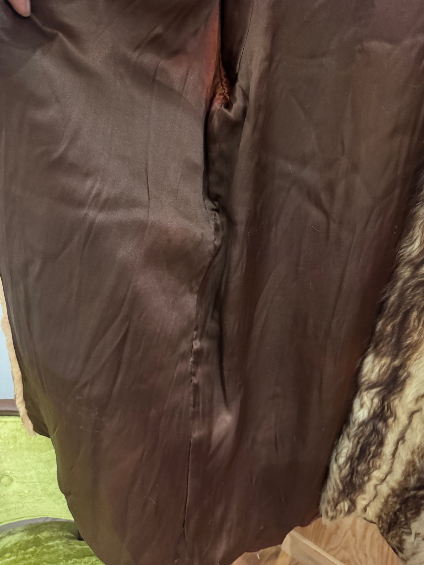 Vtg Long Fur Coat 1960s Tie Front Raccoon Fur Coat Striped Gorgeous S/M