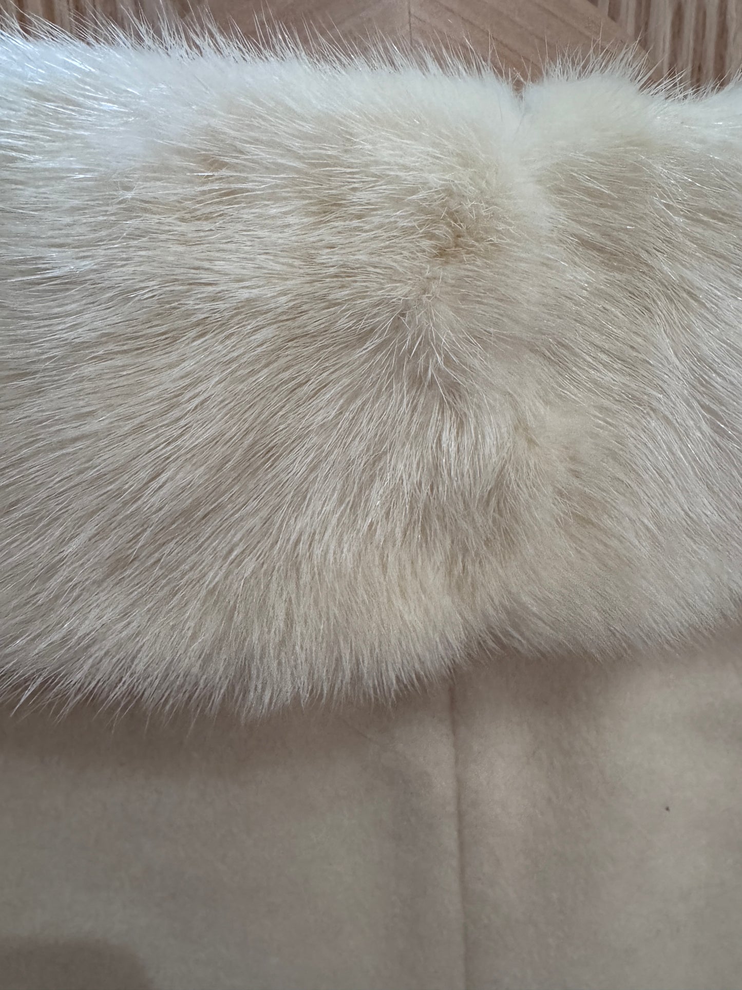 Vtg Wool Cream Mink Collar Coat