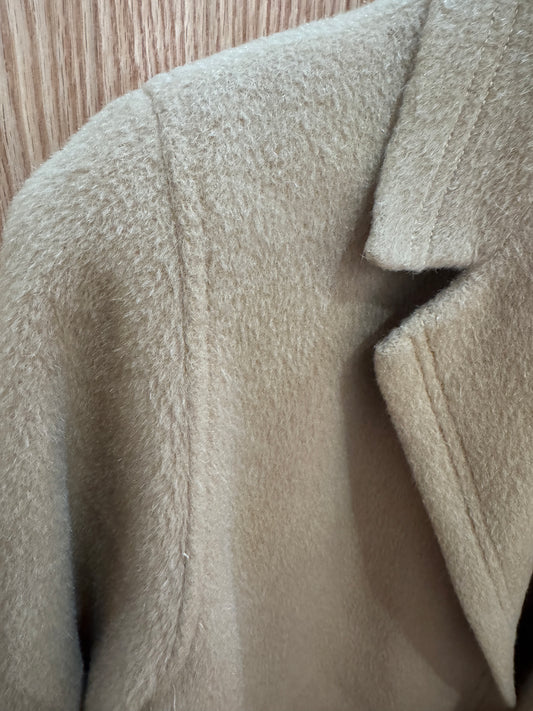 Vtg Wool Open Front Coat Camel