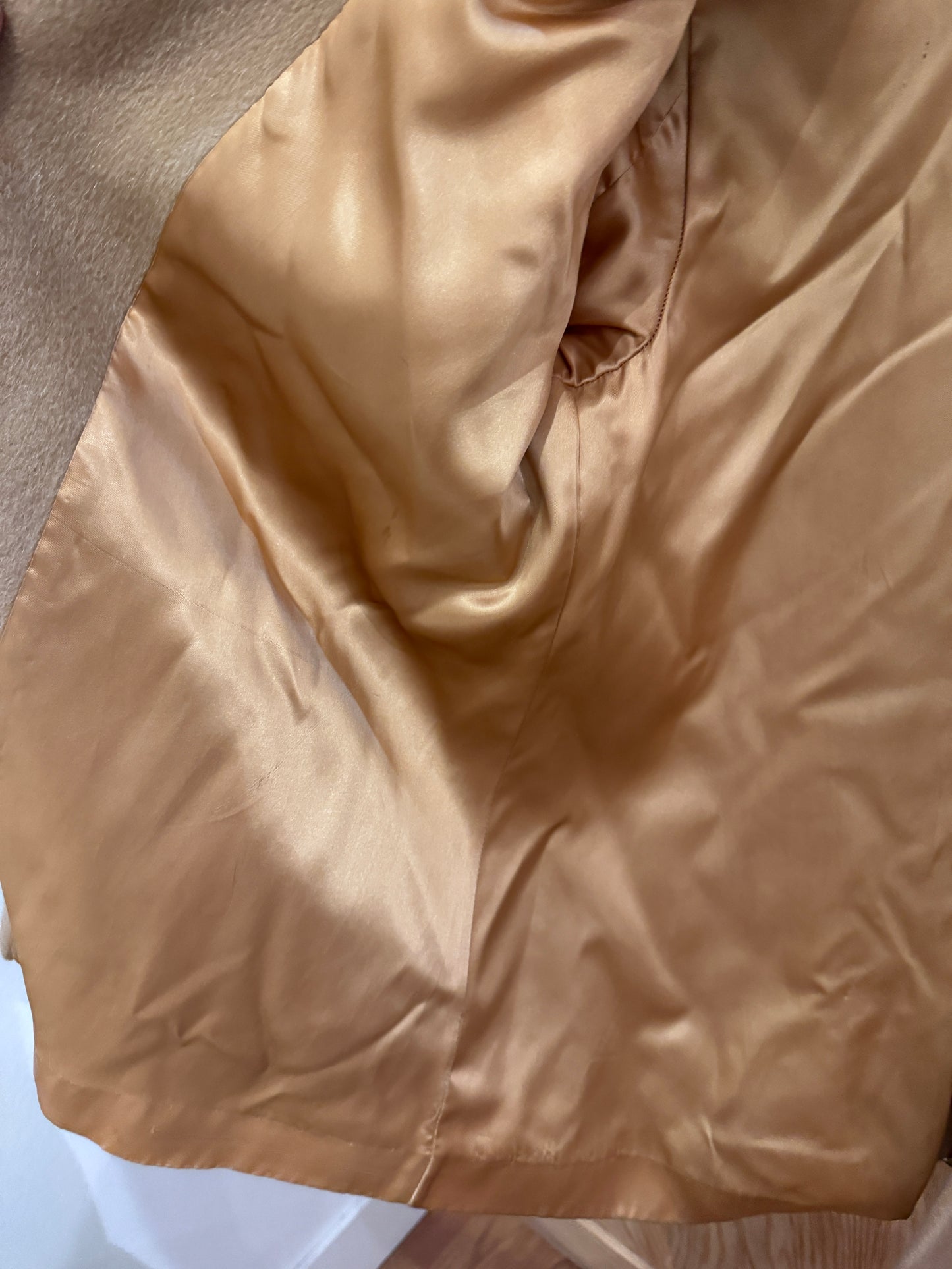 Vtg Wool Open Front Coat Camel