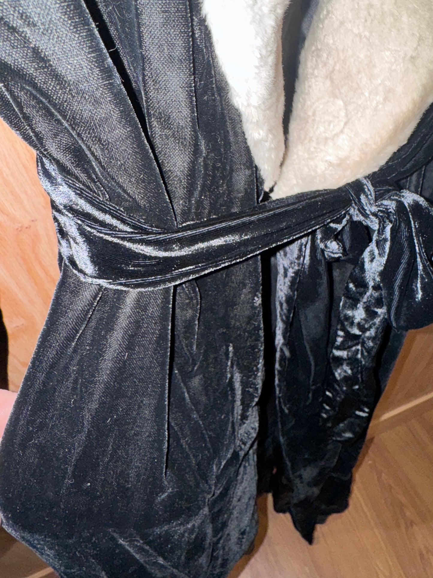 Fur and velvet Robe Dressing Gown Coat