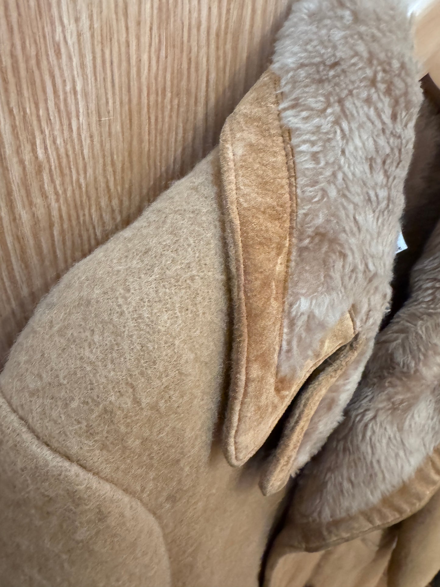 Vtg Hudson Bay Wool Peacoat Suede Trim Camel Tan Men's Large