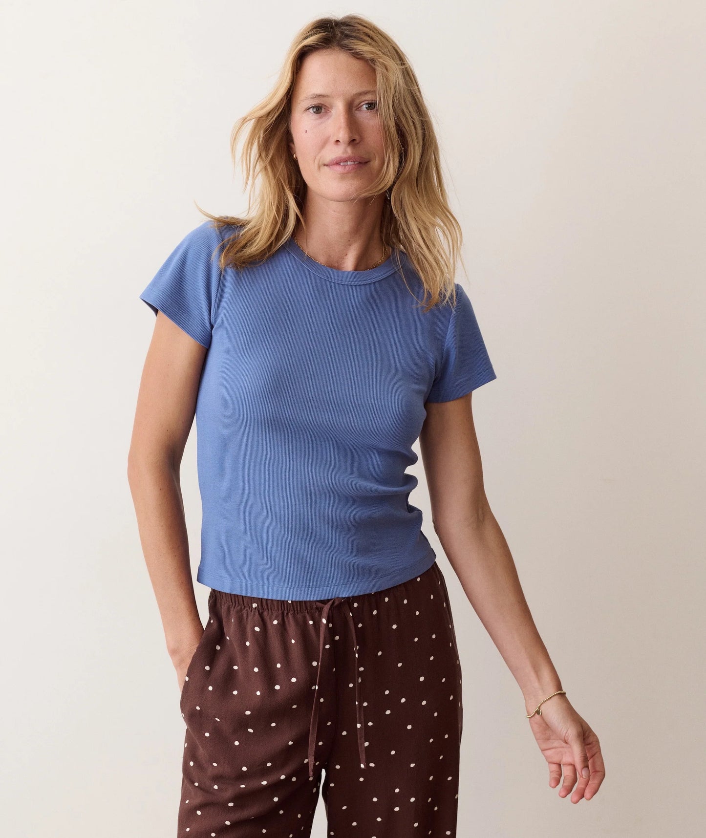 Lexi Rib Sun-In Crew Tee in Dutch Blue