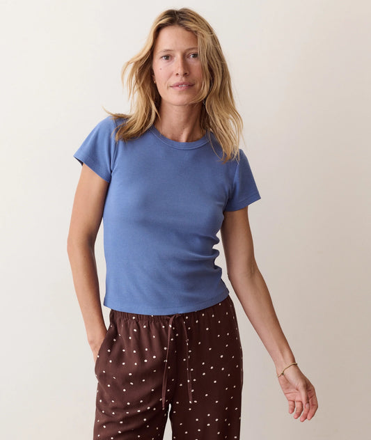 Lexi Rib Sun-In Crew Tee in Dutch Blue