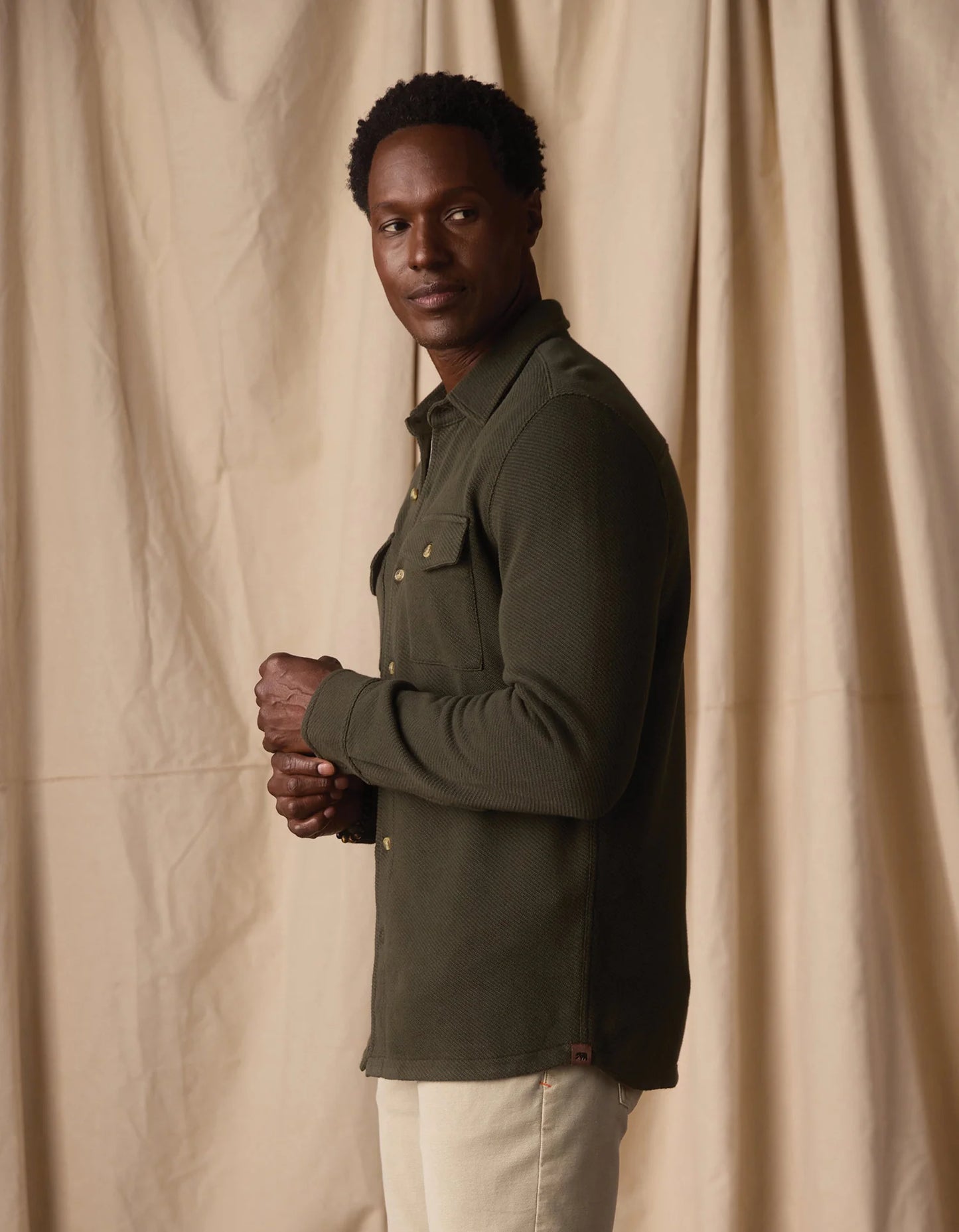 Looped Terry Button Up