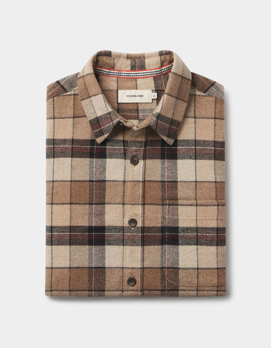 Louis Heavyweight Flannel Overshirt in Mink Plaid