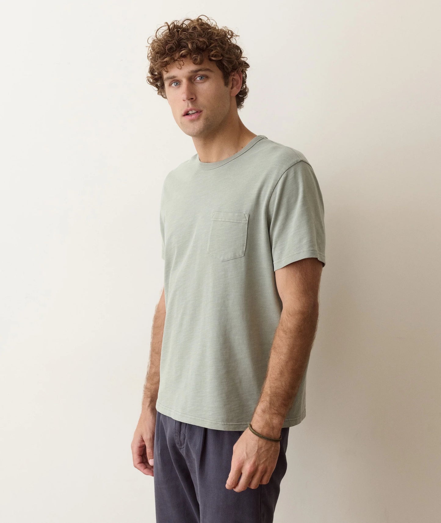 Organic Heavy Slub Pocket Tee In Iceberg Green