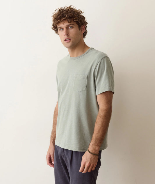 Organic Heavy Slub Pocket Tee In Iceberg Green