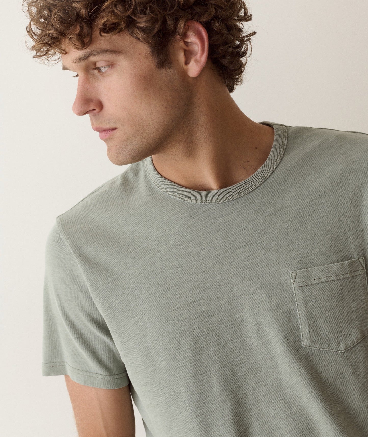 Organic Heavy Slub Pocket Tee In Iceberg Green