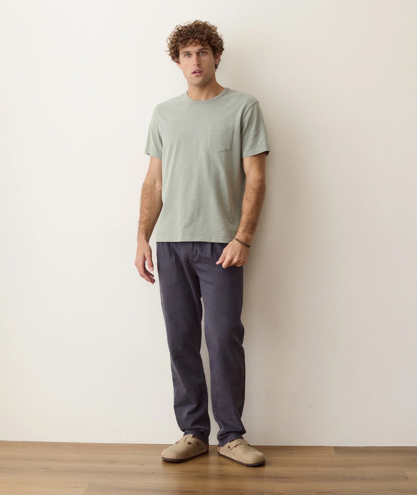 Organic Heavy Slub Pocket Tee In Iceberg Green