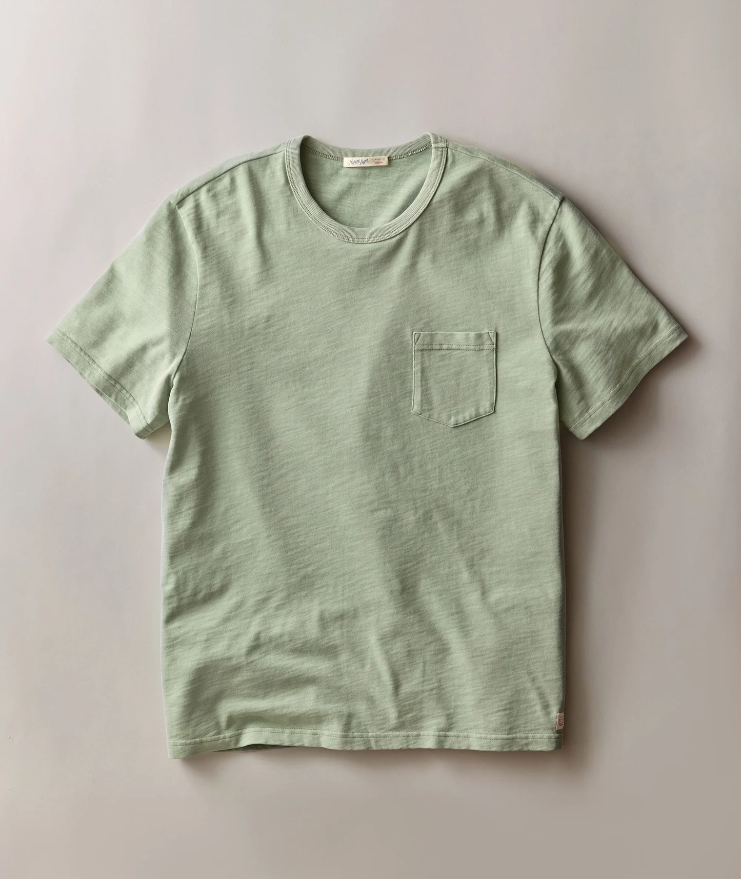 Organic Heavy Slub Pocket Tee In Iceberg Green