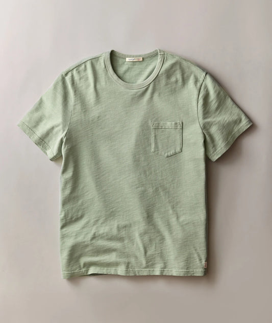 Organic Heavy Slub Pocket Tee In Iceberg Green