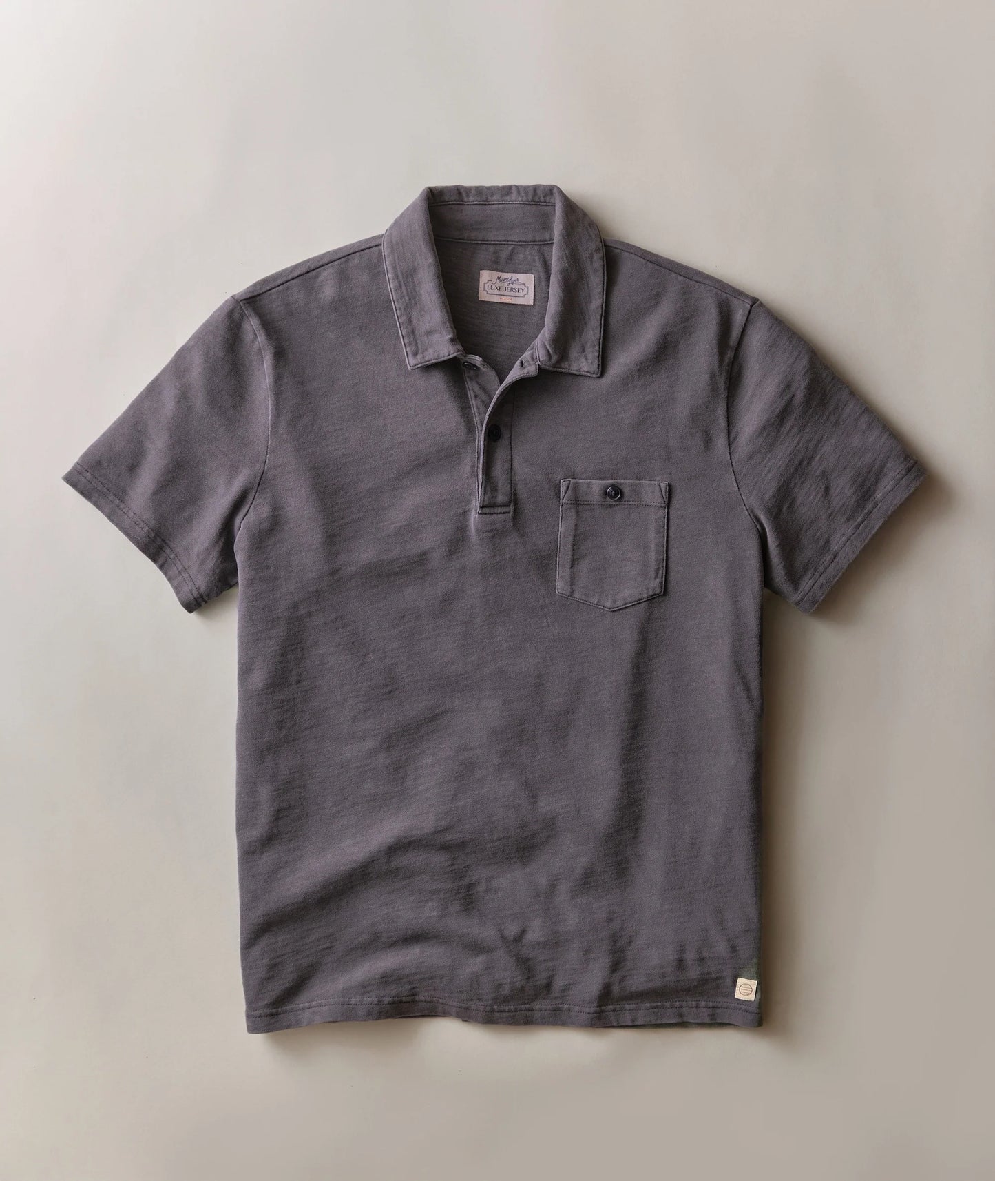 Organic Luxe Heavy Slub Polo In Asphalt