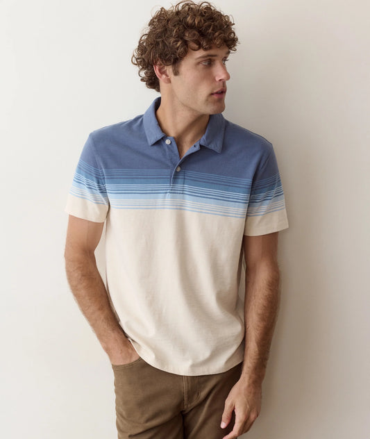 Luxe Heavy Slub Polo In Navy/White