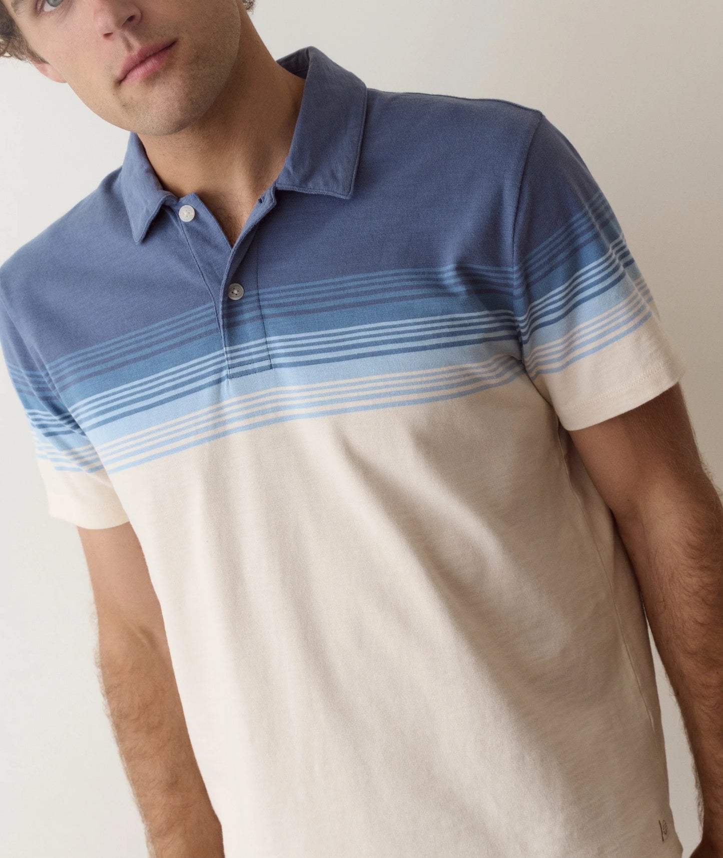 Luxe Heavy Slub Polo In Navy/White