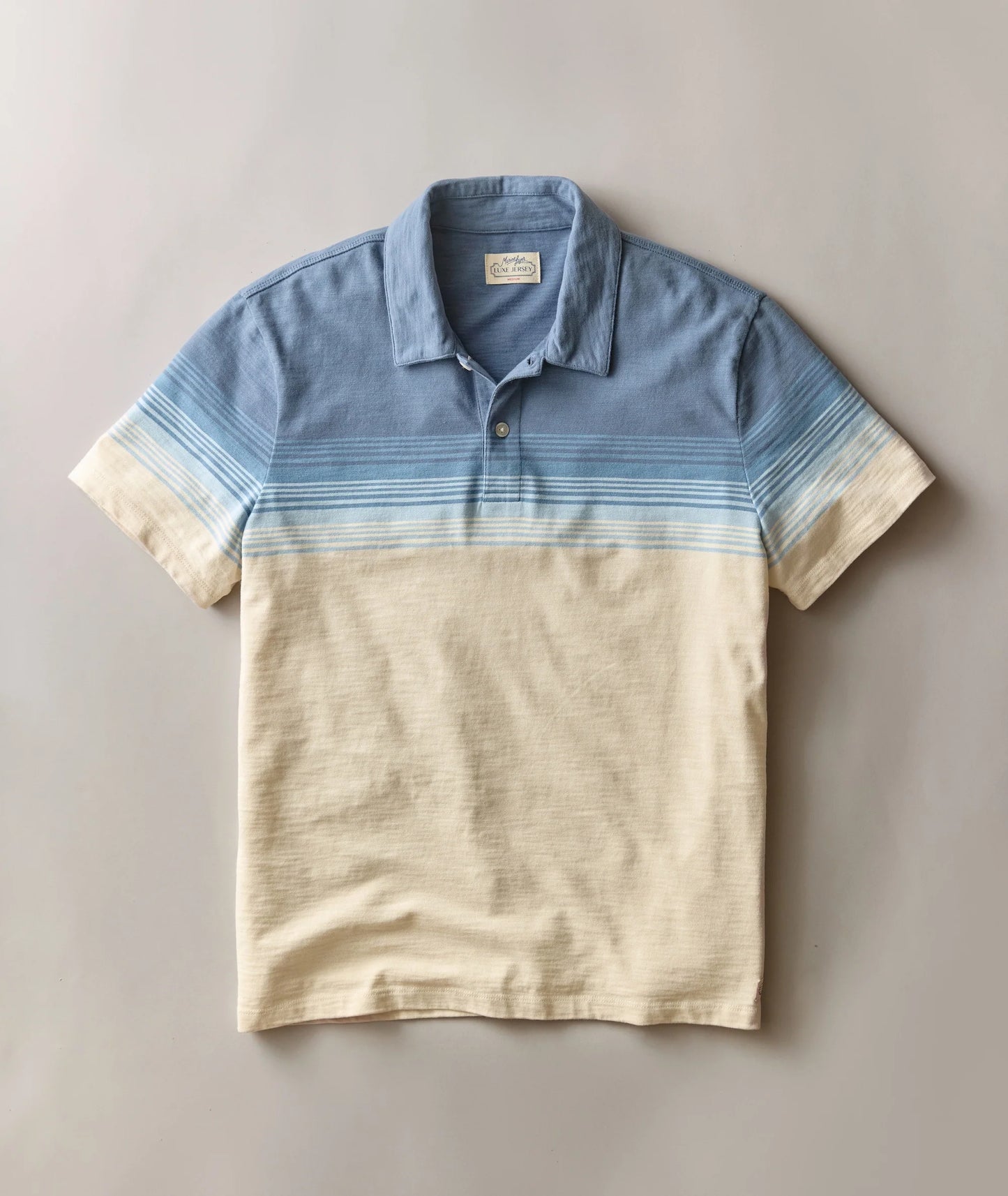 Luxe Heavy Slub Polo In Navy/White