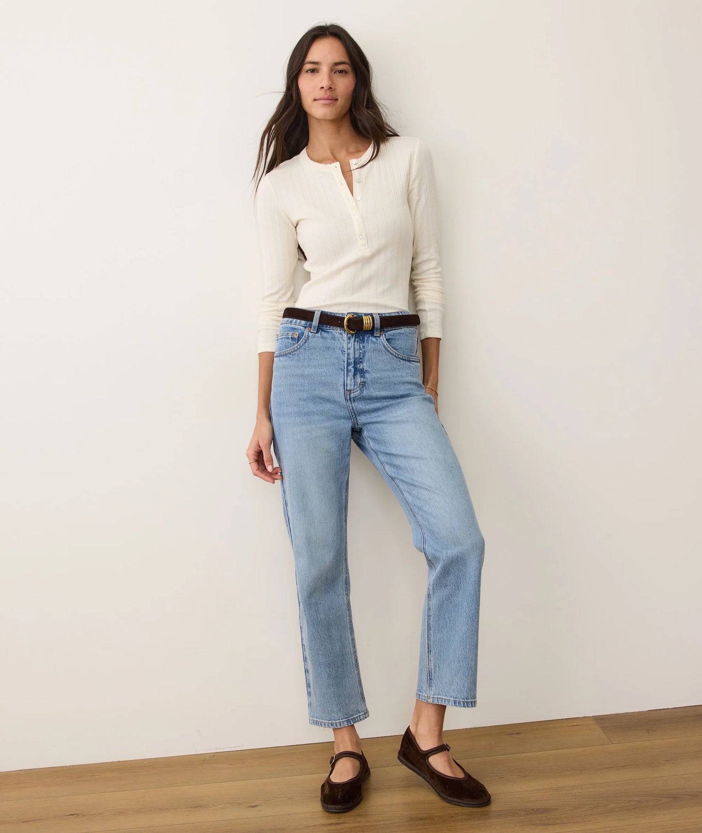 Lexi Pointelle Henley - Antique White