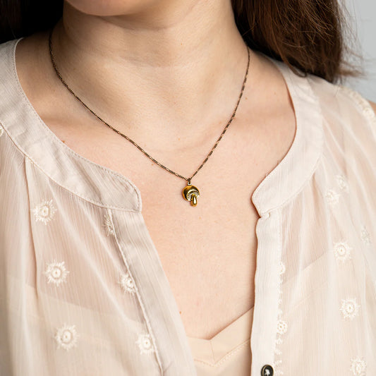 Golden Mushroom Necklace