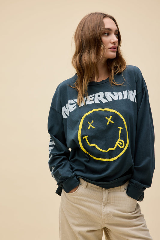 Nirvana Nevermind Smiley Merch Longsleeve T-Shirt