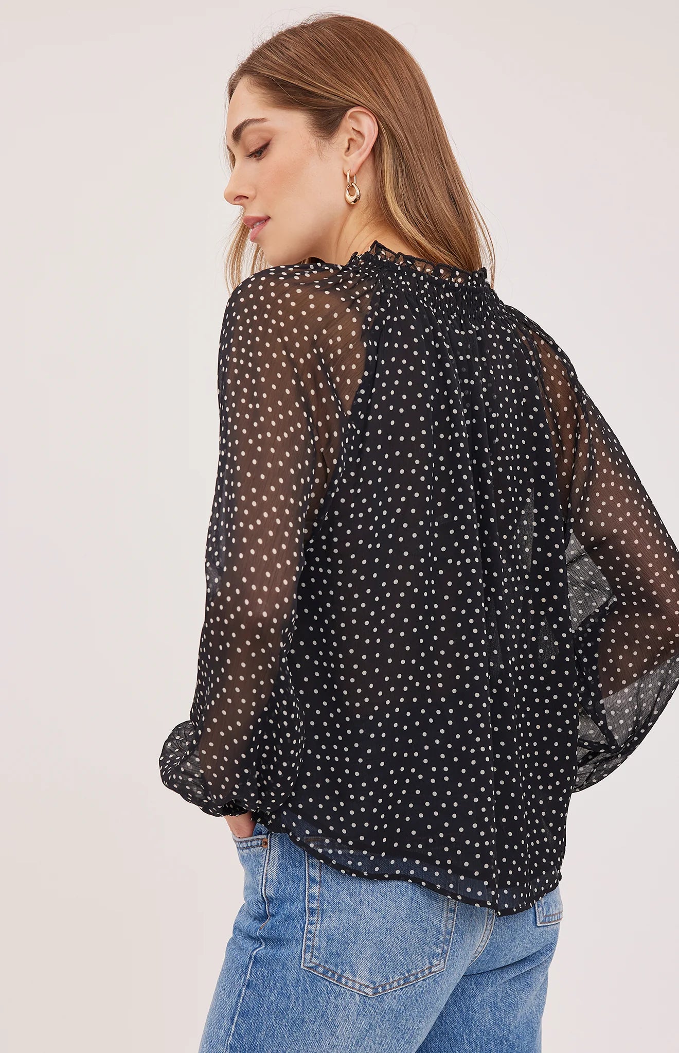 Annie Chiffon Blouse in Cream Print