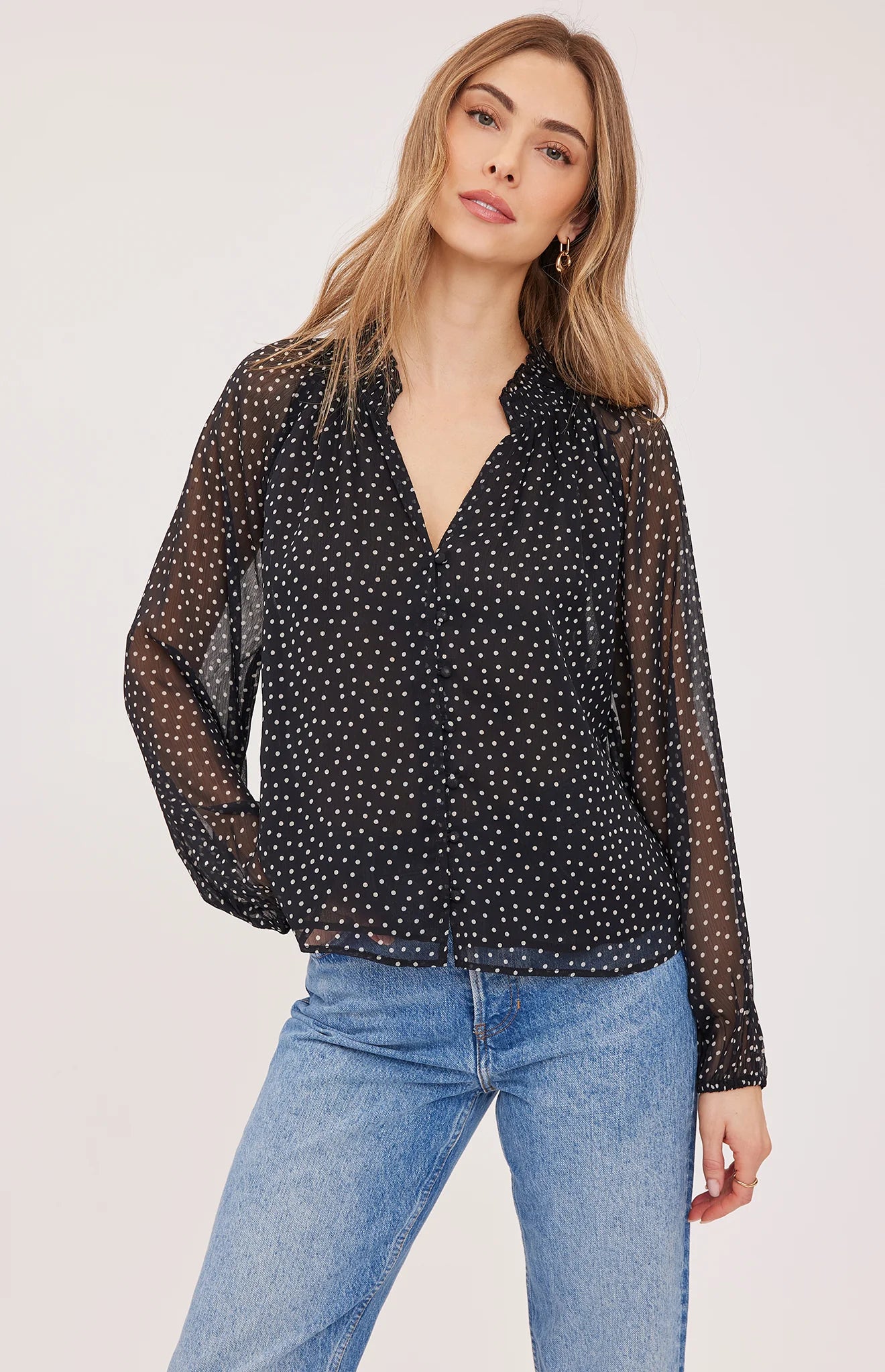 Annie Chiffon Blouse in Cream Print