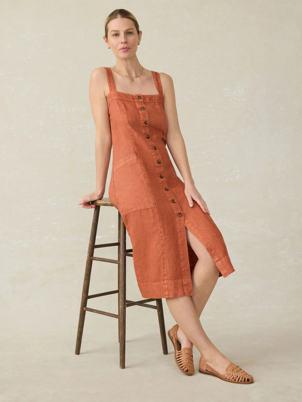 Faherty Aurora Dress Red Rock S Faherty Aurora Dress Red Rock S