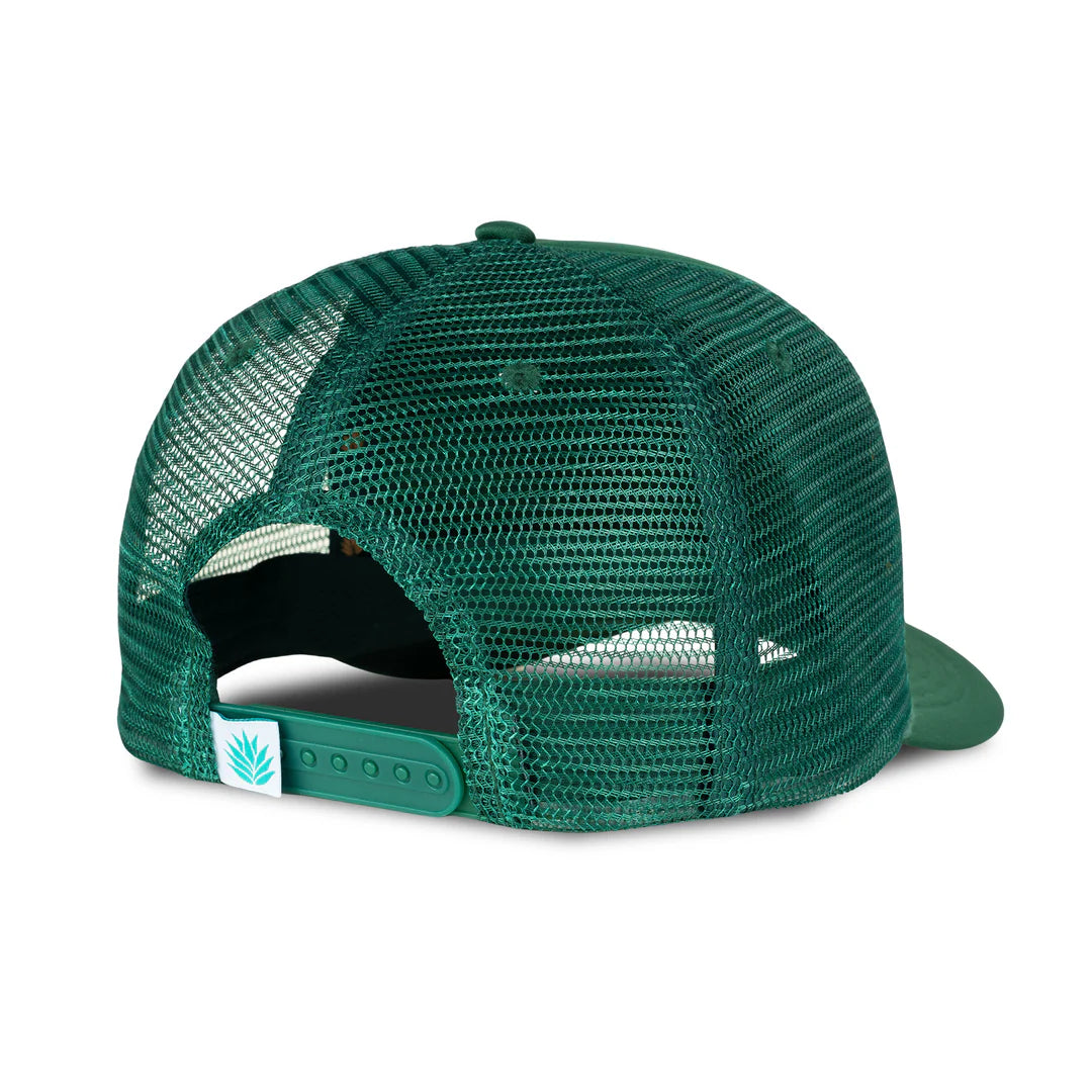 Green mesh cap on a white background