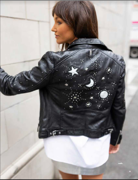 Noelia Moon and Stars Leather Jacket