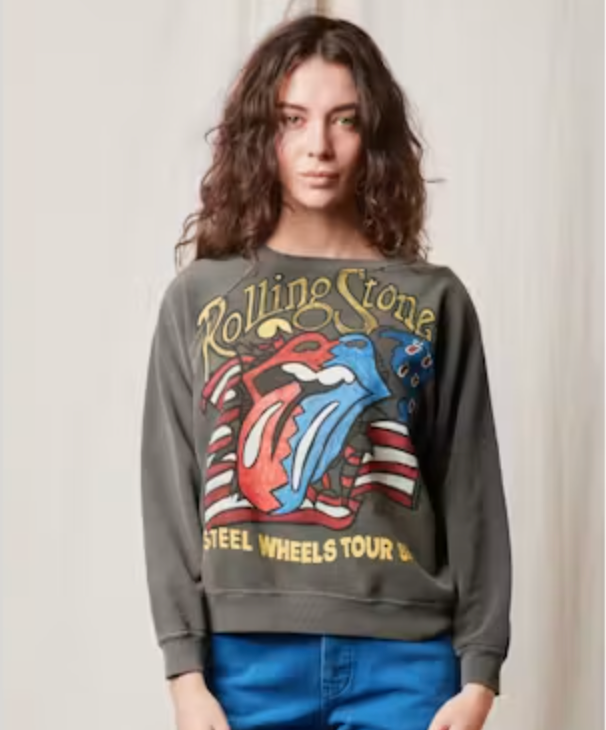 Rolling Stones Steel Wheel on Stencil Sweatshirt