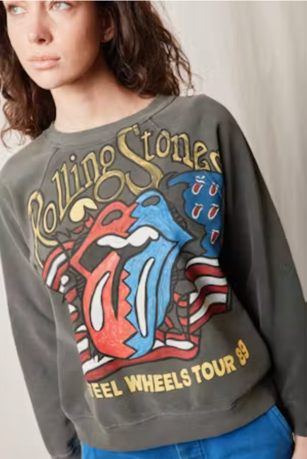 Rolling Stones Steel Wheel on Stencil Sweatshirt