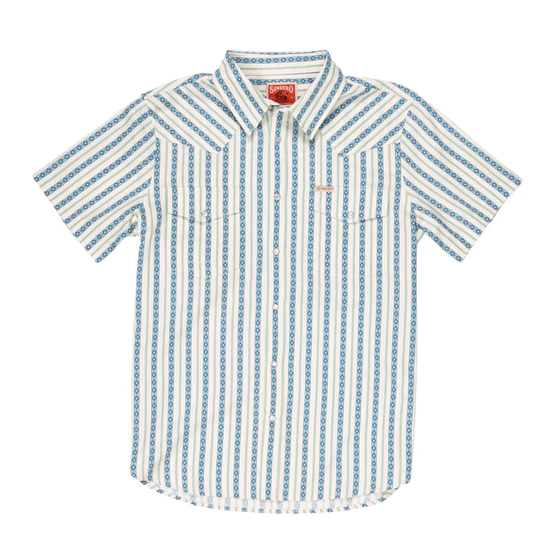 Sendero Provisions Co Serape-ShortSleeve-Teal-Button-Up-Shirt-mstgoods.com