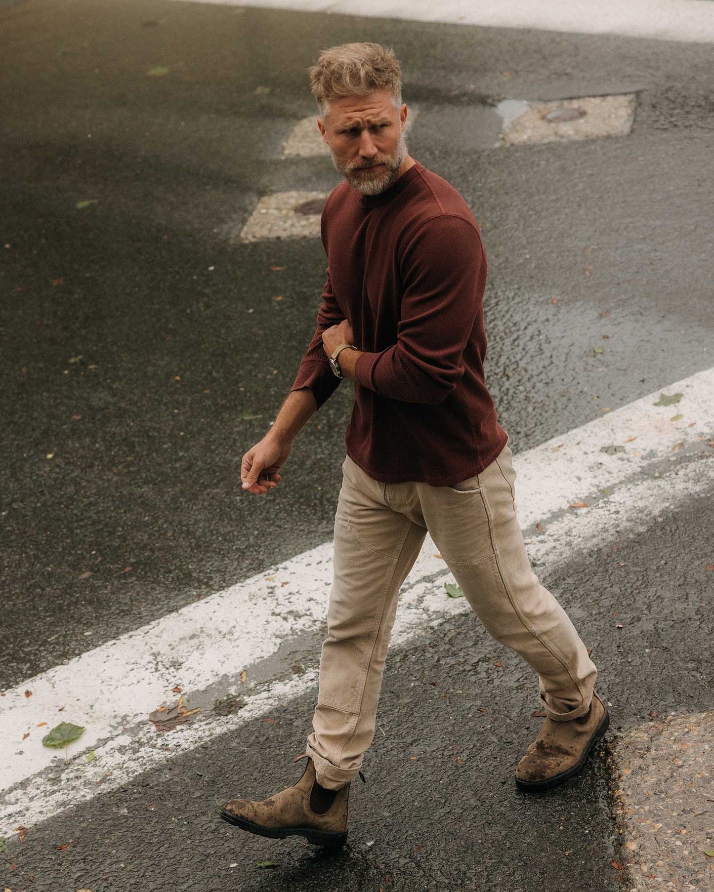 The Organic Cotton Crew in Burgundy Waffle