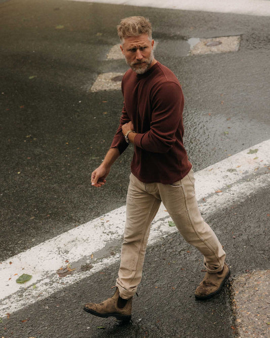 The Organic Cotton Crew in Burgundy Waffle