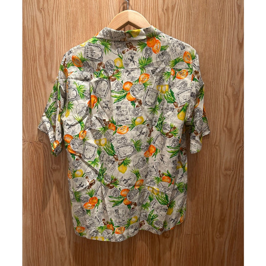 Nautica Tropical Hawaiian Button Down Casual Half Sleeve Shirt Men's M Citrus