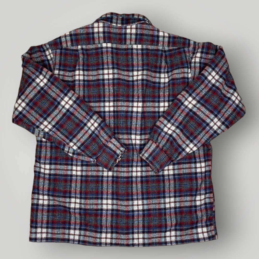 Vintage Pendleton Board Shirt Blue Red Gray Plaid Men's Small