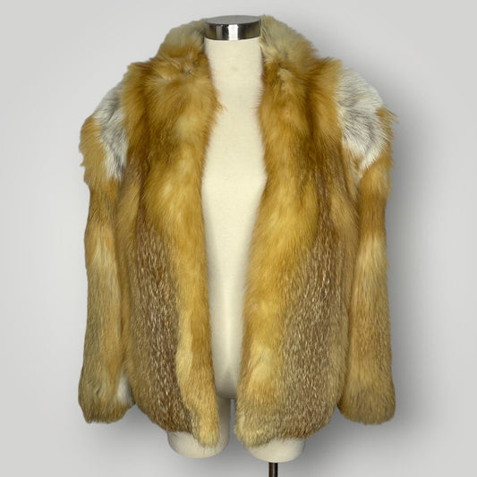 Vintage Red Fox Fur Coat Hip Length Lay Furs Women's Large Gorgeous Pelt