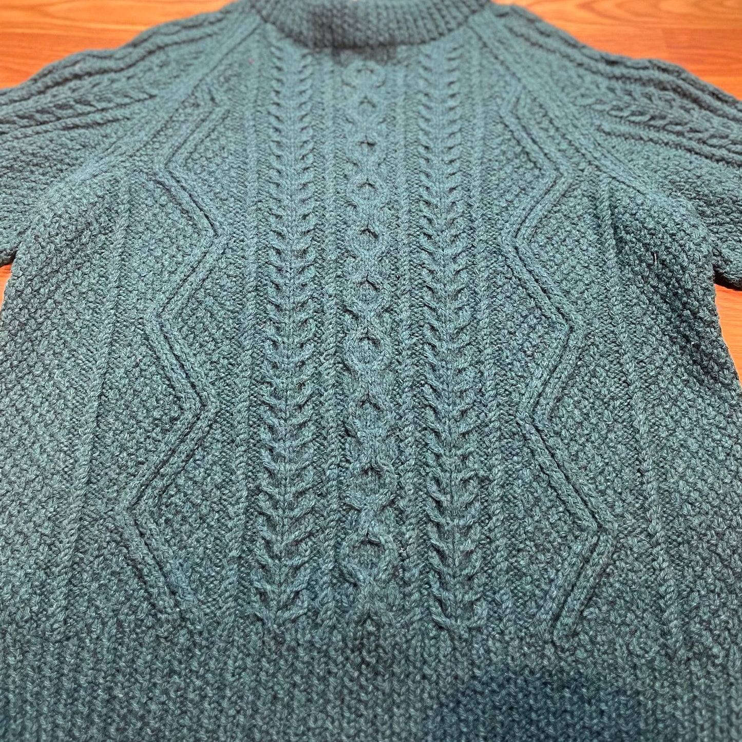 Vintage Handmade Fisherman Sweater Forest Green Mens XL Heavyweight Wool