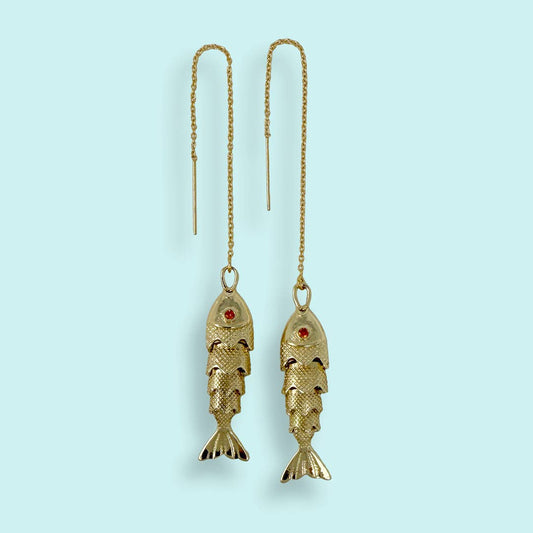 Gold Fish Threader Earrings