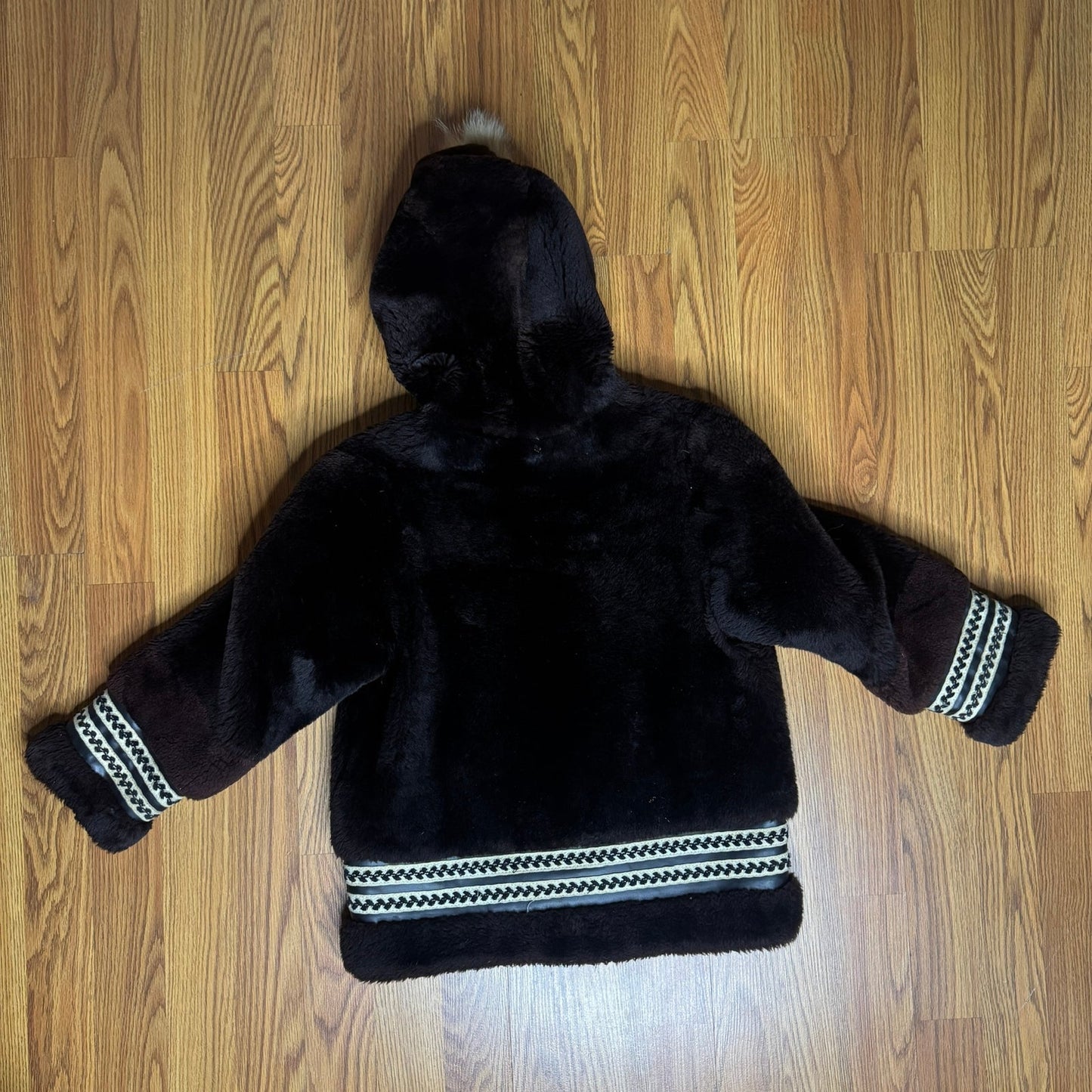 Vintage 1950s 1960s Jonas Bros Fur Kids Eskimo Coat Brown Mouton Sheepskin