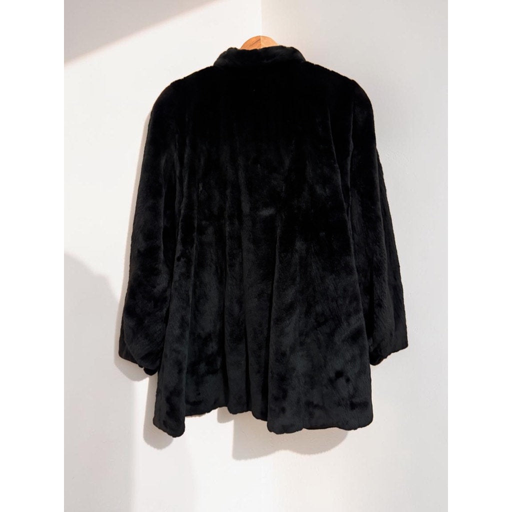 Vintage Shorn Mink Coat Black Mid Length Canada Made Women's Elextra Electra