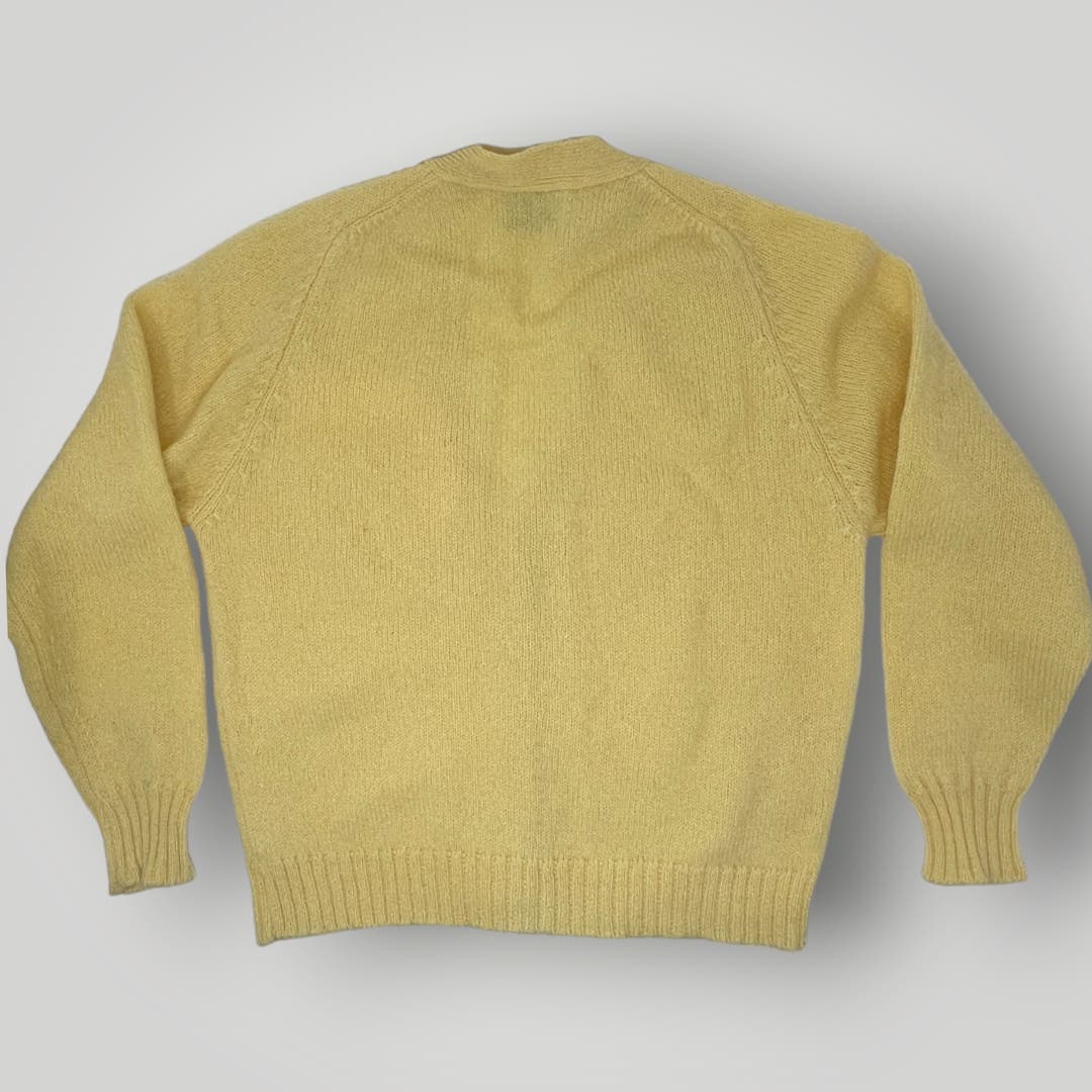 Vintage Pendleton Cardigan Light Yellow Wool USA Made Medium Women's Gold Button