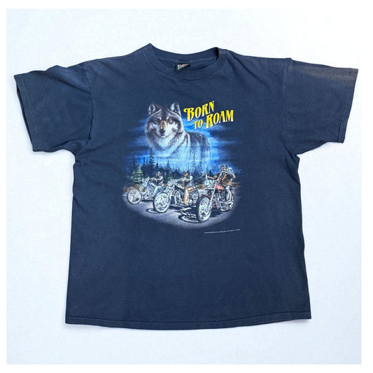 Vintage Born To Roam 3D Emblem T-Shirt Size XL Sturgis Single Stitch USA 1993