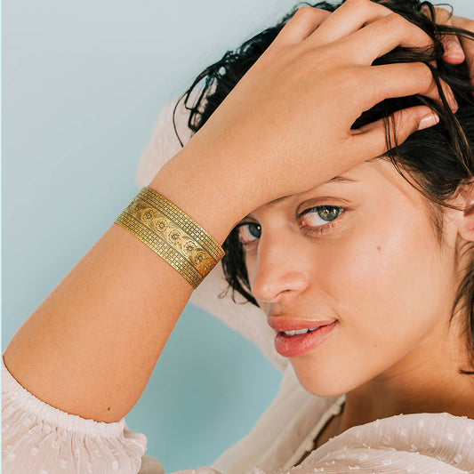 Gold Garden Party Cuff Bracelet 24kt gold plated