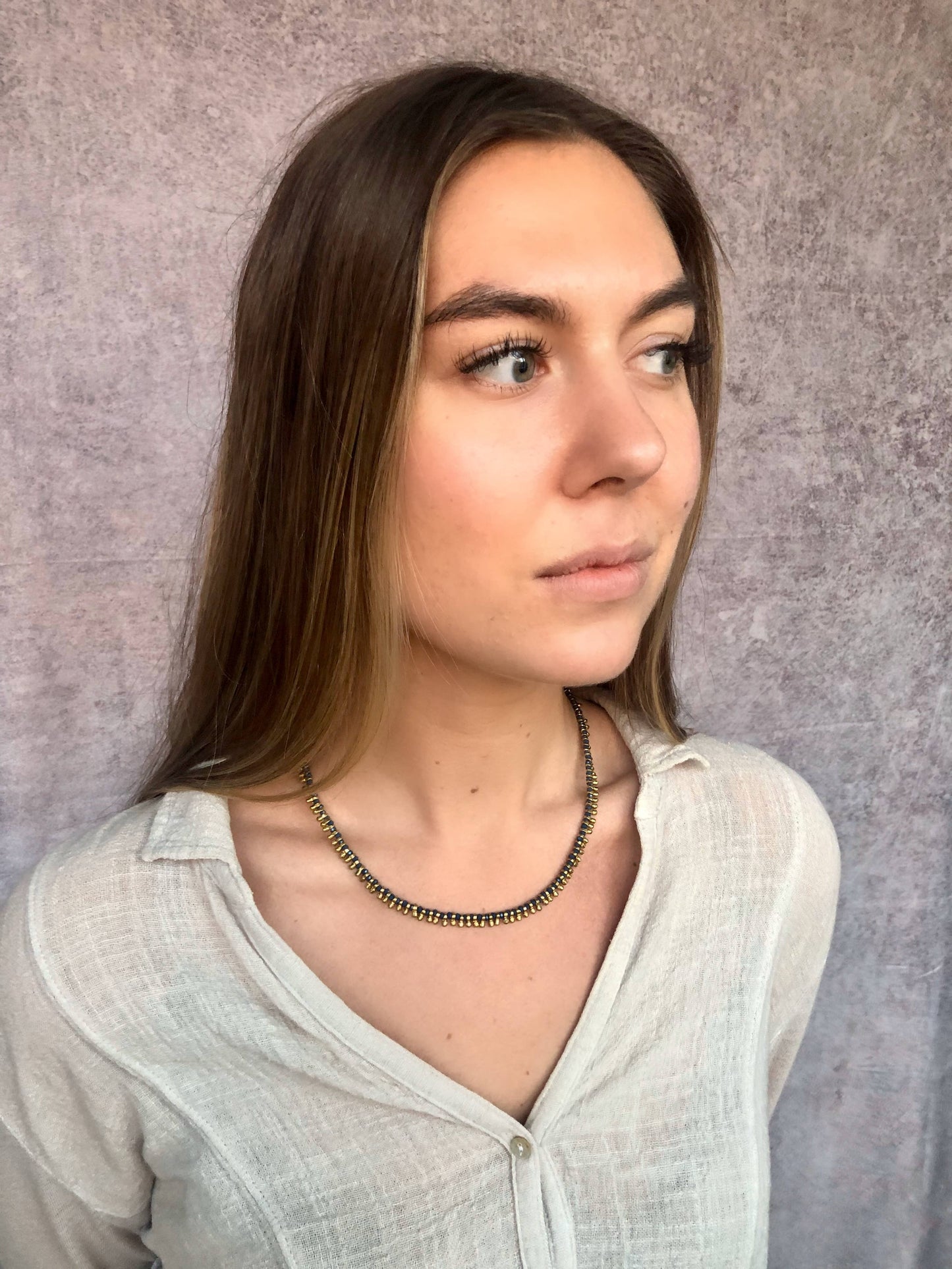 Brass Beaded Short Color Pop Necklace - Best Seller